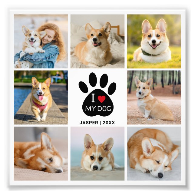 8 Photo Collage J'aime Mon Chien Agrandissement de (Devant)