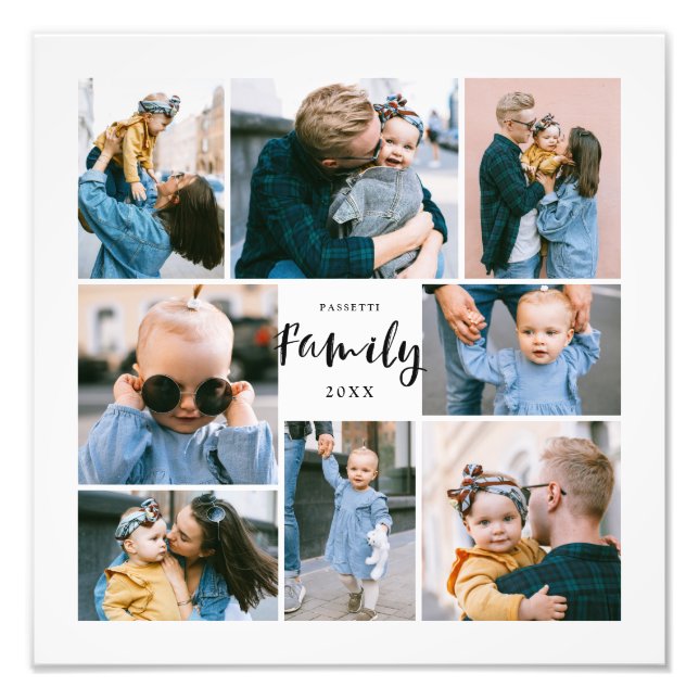8 Photo Collage Moderne Famille Design | Blanc (Devant)