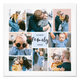 8 Photo Collage Moderne Famille Design   Bleu