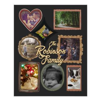 8 Photo Collage Retro Family Frames CUSTOM Poster