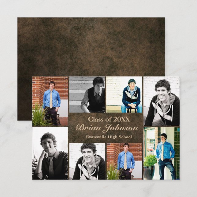 8 Photos Cuir - 3x5 Faire-part de graduation (Devant / Derrière)