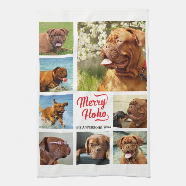 8 Picture Family Foto ✨ Weihnachtscollage Custom Handtuch (Vertikal)