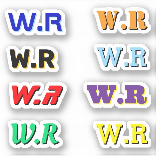 8 PIÈCES - Autocollants vinyles monogrammés d'élec (Devant)