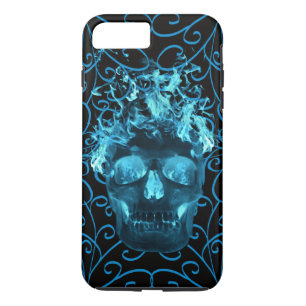 8 Plus/7 Plus Blue Fire Skull iPhone 7 Coque