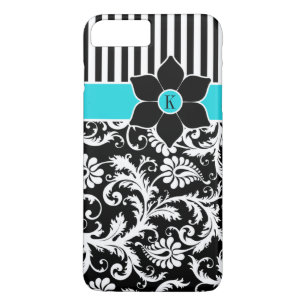 8 Plus/7 Plus Coque iPhone 7 Damas Tracées Turquoise