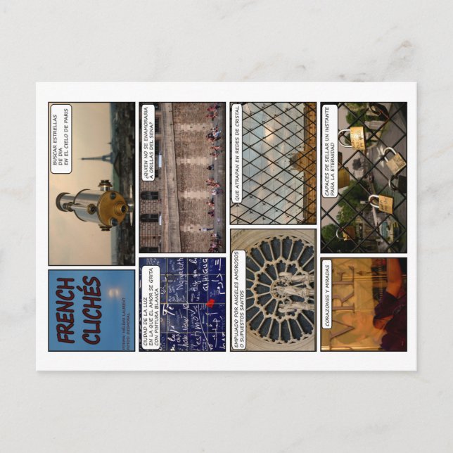 8 postales "French Clichés" con poema en Francés Postkarte (Vorderseite)