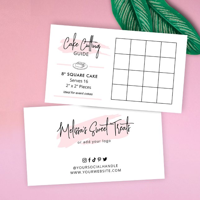 8" Quadrat Kuchen schneiden Diagramm 2x2 Party Ser Begleitkarte (8 inch square cake cutting guide)