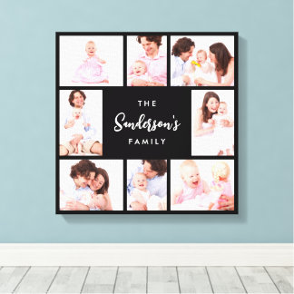 8 Sections Family Photo in Black Frame Leinwanddruck
