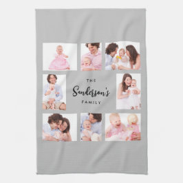 8 Sections Family Photo in Gray Frame Geschirrtuch