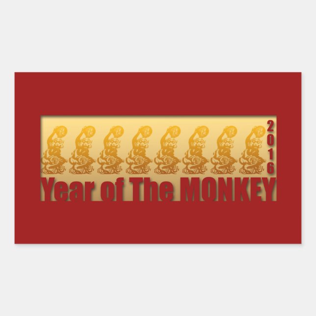 8 singes pour Sticker du Nouvel An Chinois 2016 (Devant)