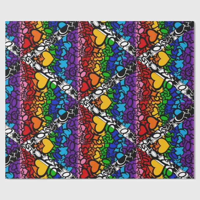 8-Sripe Rainbow Que Ally Pride Squiggle Geschenkpapier (Flach)