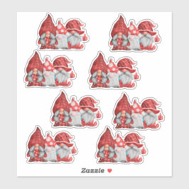 8 stickers Gnomes rouge et bleu Noël