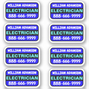 8 Stück Elektriker Name & Telefonnummer - Werbemit Aufkleber