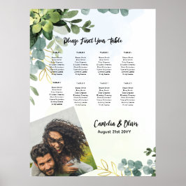 8 Tableau Mariage Carte de siège Vert PHOTO