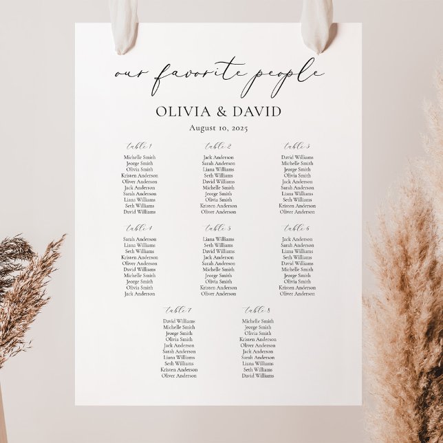 8 Tables Simple Nos personnes préférées Tableau de (Créateur téléchargé)