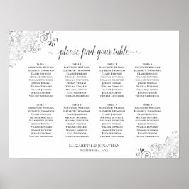 8 Tafelweiße Hochzeitsstatuen Silber Frills Poster
