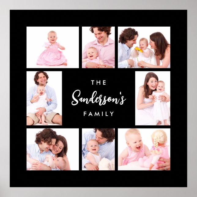 8 Teile Familienfoto im schwarzen Rahmen Poster (Vorne)