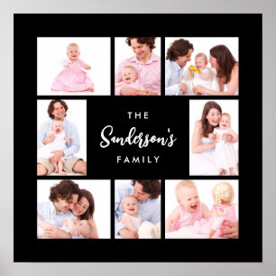 8 Teile Familienfoto im schwarzen Rahmen Poster