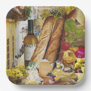 8 Teller in Papiergröße zum Abendessen mit Wein un