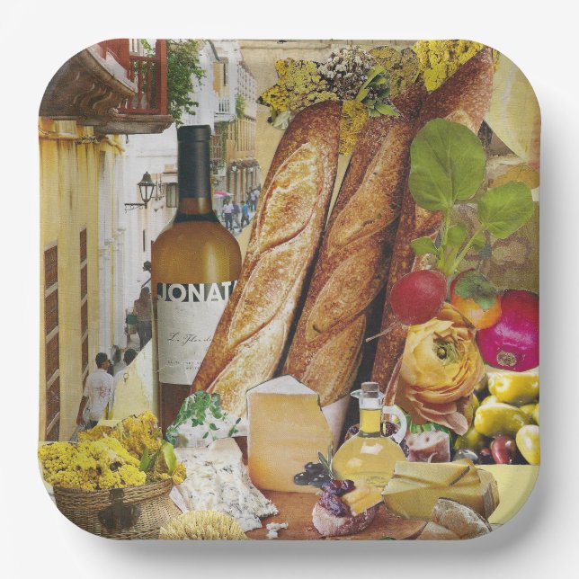 8 Teller in Papiergröße zum Abendessen mit Wein un (Vorderseite)
