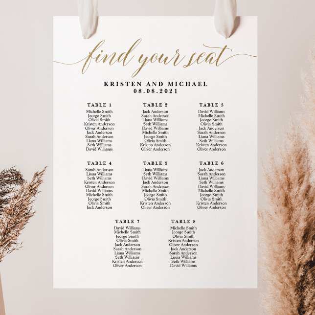 8 Tische 80 Gäste finden Ihre Sitzkarte Poster (Von Creator hochgeladen)