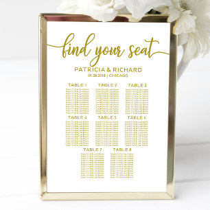 8 Tische Hochzeitskarte Gold Calligraphie Poster