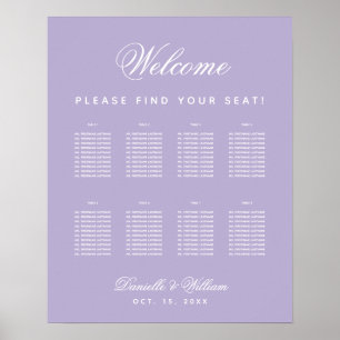 8 Tischvorführplatte Lila Hochzeitssitzkarte Poster