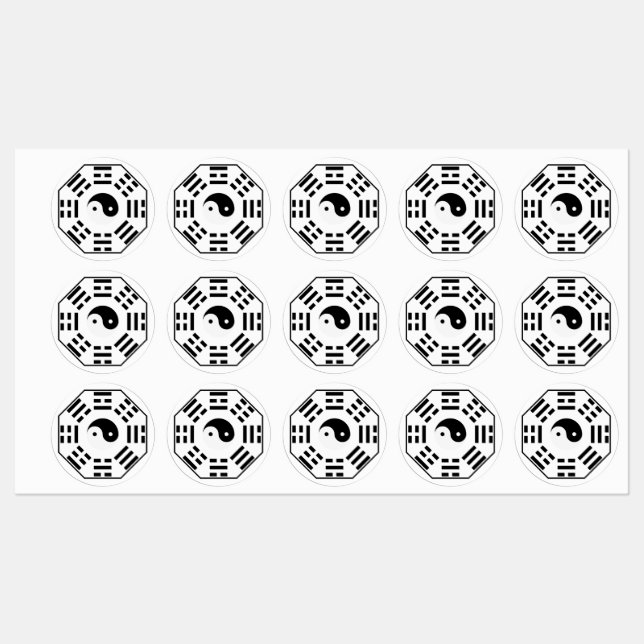 8 Trigramm - Yin Yang - Feng Shui Etiketten (Blatt)