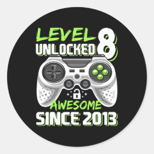 8 Unlocks Phantastisch 2013 Videospiel 8. Geburtst Runder Aufkleber