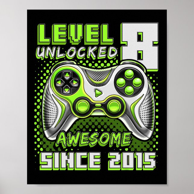 8 Unlocks Phantastisch 2015 Videospiel 8. Geburtst Poster (Vorne)