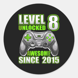 8 Unlocks Phantastisch 2015 Videospiel 8. Geburtst Runder Aufkleber