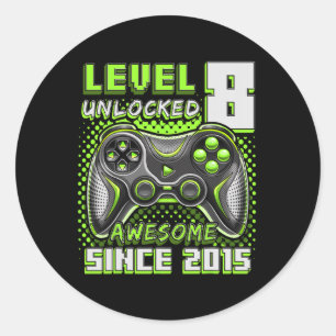 8 Unlocks Phantastisch 2015 Videospiel 8. Geburtst Runder Aufkleber
