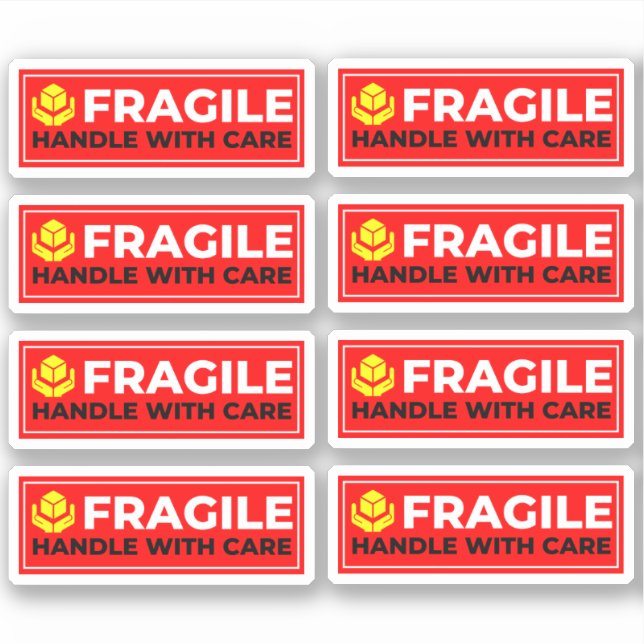 8 Vinyl Fragile Stickers (Handle with Care) Aufkleber (Vorderseite)