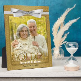8 x 10 Golden 50. Wedding Anniversary Foto Frame Fotoplatte