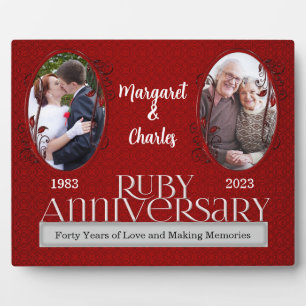 8 x 10 Ruby 40th Wedding Anniversary Foto Fotoplatte