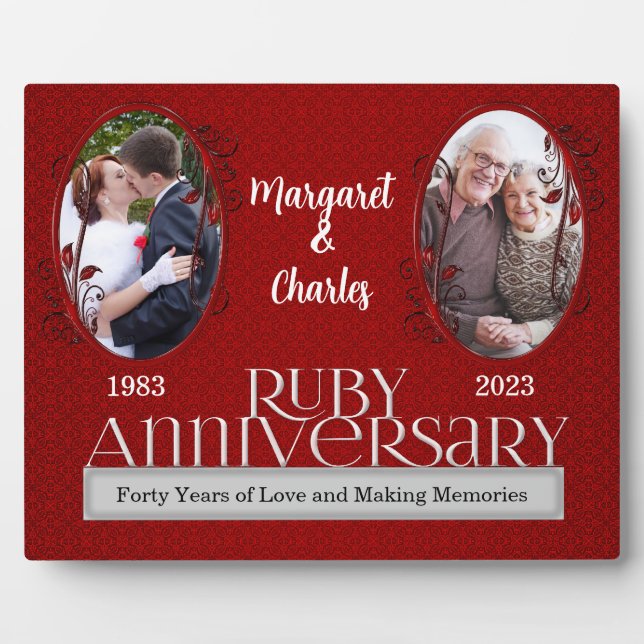 8 x 10 Ruby 40th Wedding Anniversary Foto Fotoplatte (Vorderseite)