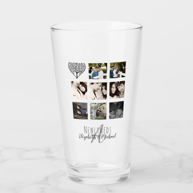 8 x FOTO COLLAGE Neuerdings Personalisierte WEDD Glas (Vorderseite)