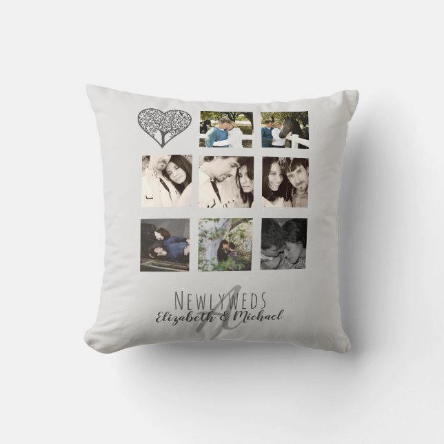 8 x FOTO COLLAGE Neuerdings Personalisierte WEDD Kissen (Vorderseite)