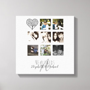 8 x FOTO COLLAGE Neuerdings Personalisierte WEDD Leinwanddruck