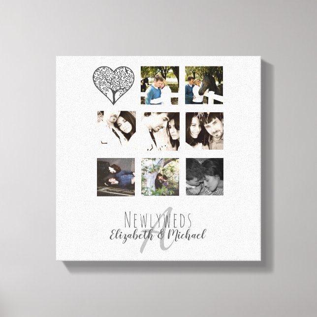 8 x FOTO COLLAGE Neuerdings Personalisierte WEDD Leinwanddruck (Vorderseite)