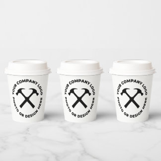 8 x Personalisiertes Logo-PAPIER mit Deckel Pappbecher