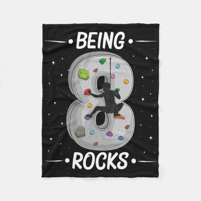 8 Year Old Rock Climbing 8th Birthday Adventures C Fleecedecke (Vorderseite)