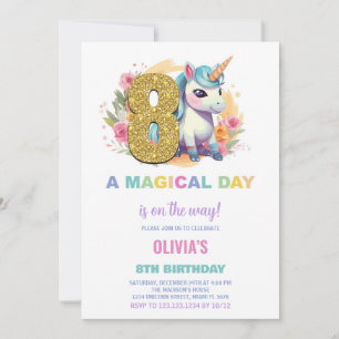8e anniversaire Unicorn Anniversaire Invitations
