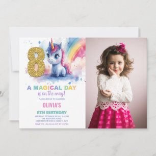 8e anniversaire Unicorn Anniversaire Invitations p
