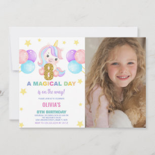 8e anniversaire Unicorn Anniversaire Invitations p