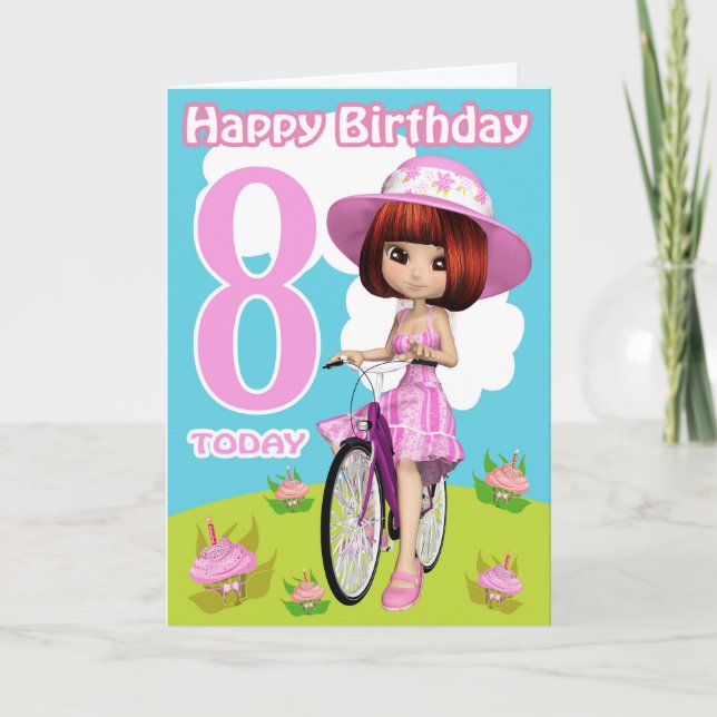 8ème Fille assez petite de carte d'anniversaire (Devant)