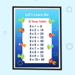 8er-Reihe Poster für Kinder   Ozean-Mathematik 