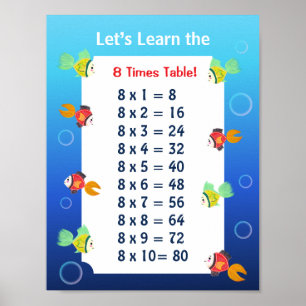 8er-Reihe Poster für Kinder Ozean-Mathematik