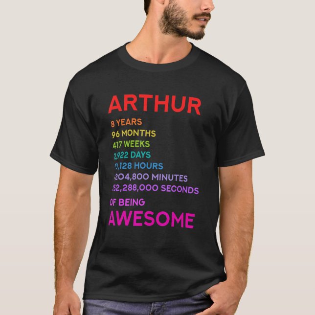 8th Birthday 8 Years 96 Months 417 weeks aw T-Shirt (Vorderseite)
