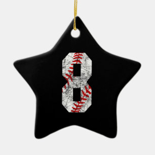 8th Birthday Baseball Big Number Eight 8 Year Keramik Ornament